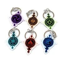 new genshin impact lnazuma 7 element eye of god keychain acrylic double sided lucency keyring backpack pendant key ring gifts