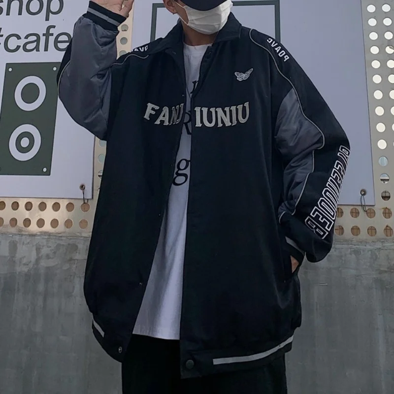 Man Women Winter Ins Harajuku Couple Work Parkas Clothes Couples Cotton Jacket Loose Thickened Baseball Jacket Cotton Coat