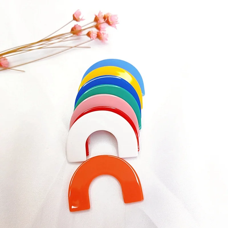 DIY конфетный Цвет Геометрическая c образная полукруглая акриловая нашивка