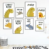 triceratops pterodactyl cute cartoon dinosaur wall art canvas painting nordic posters and prints wall pictures kids room decor