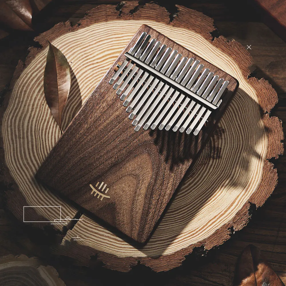 17/21 Key Kalimba Walnut Curly Figure for Hluru A Series Keyboard Thumb Piano Chamfer Kalimba Keyboard Instruments with Pickup