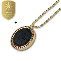 anti radiation emf protection pendant gold chain necklace health jewelry for women men with 6 cell phone stickers emf protection