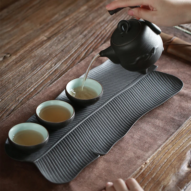 Керамические чайные подносы TANGPIN черная глиняная посуда прямоугольный чайный