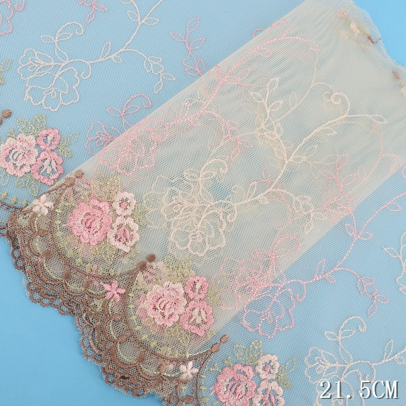Кружевная ткань для одежды с цветочным краем и вышивкой