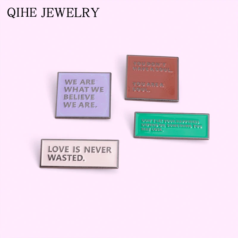 

Funny Quote Enamel Pins Positive Inspiration Geometry Brooches Bag Clothes Lapel Pin Badge Jewelry Gift for Friends Wholesale