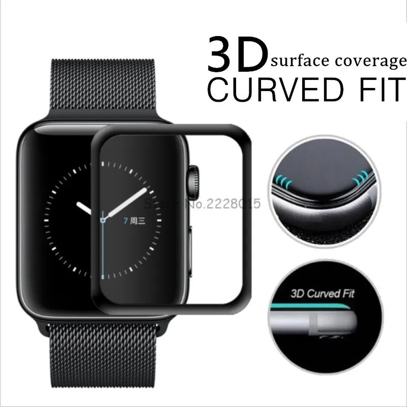 3D изогнутая защитная пленка из закаленного стекла с полным покрытием для Apple Watch 5