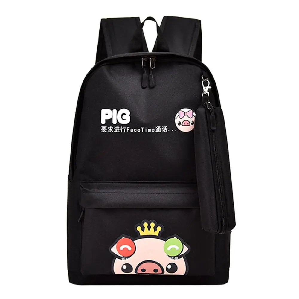 Новинка 2019 женский рюкзак черная сумка с принтом для женщин большой нейлоновый