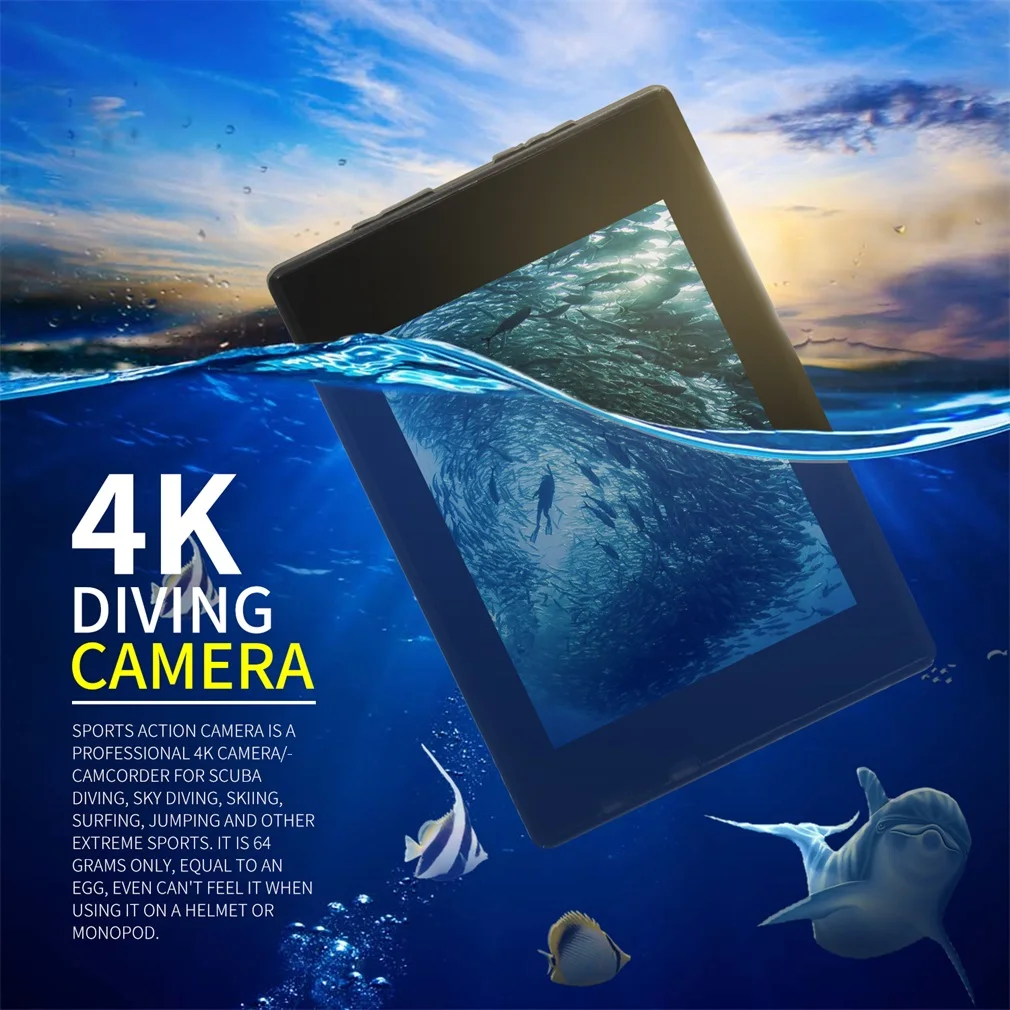 Спортивная Экшн-камера LESHP Ultra HD 4K WIFI 1080P 16 Мп + угол 170 градусов Водонепроницаемая