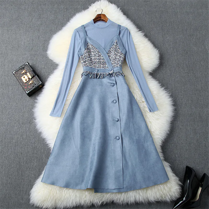 Топ Брендовое модное женское осеннее платье с длинным рукавом 2019 Новое Женское