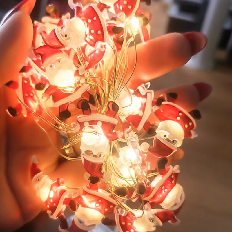 

HUHULE Christmas LED Lights Santa Claus Lights String For Home Xmas Tree Hanging Ornaments 2022 New Year Noel Kids Gift Decor