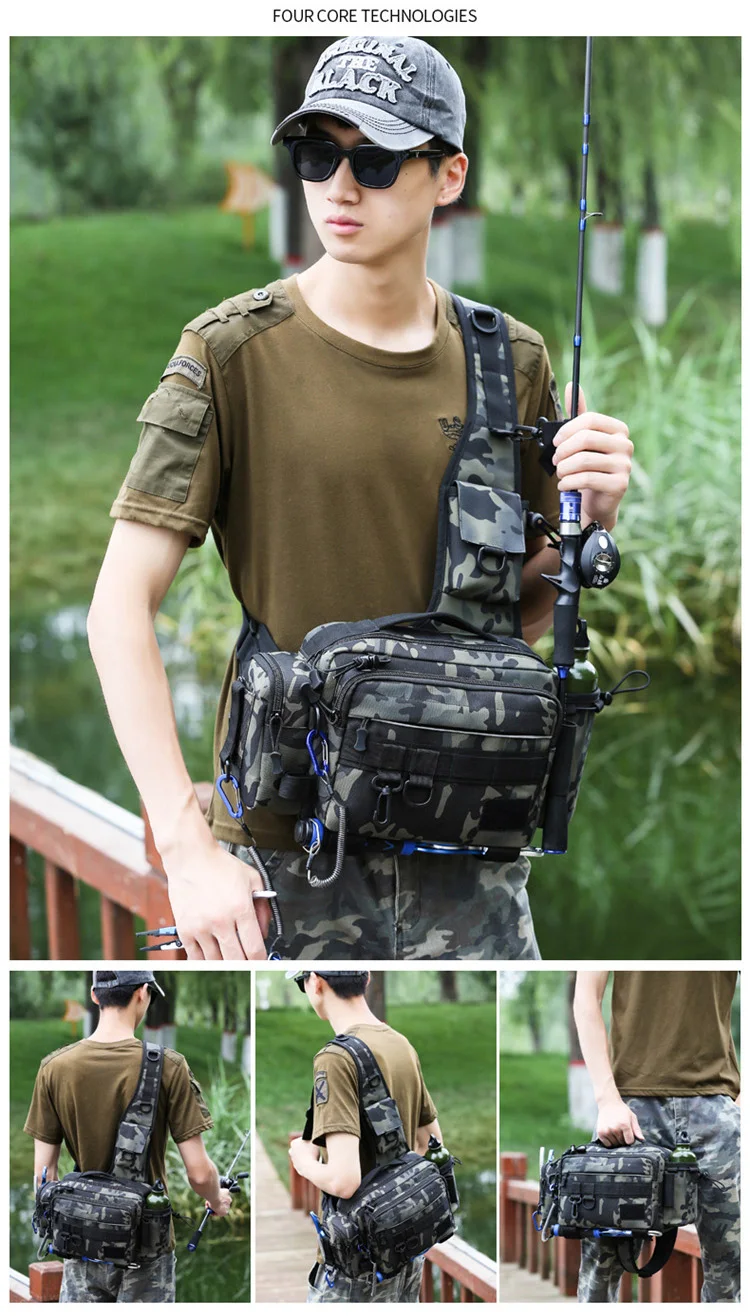 

Multifunctional Fishing Tackle Bags Single Shoulder Crossbody Bag Waist Pack Fish Lures Gear Utility Storage Fishing Bag X232G