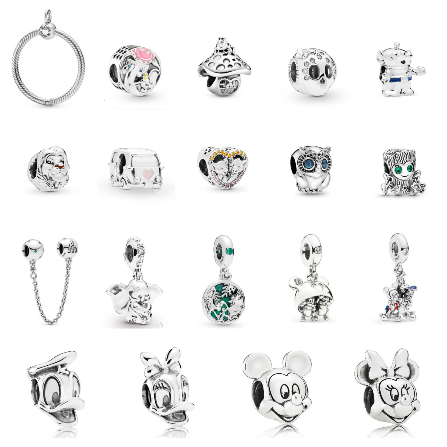 925 пробы Серебряный лев принцесса обезьяна ухо Микки Мауса шляпа и друзья Шарм