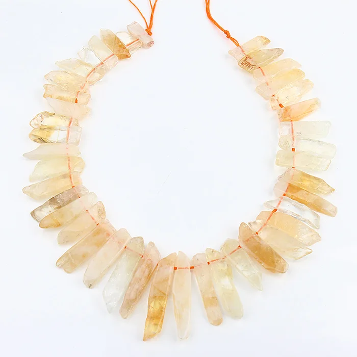 Citrine Полный Strand натуральный Amazon тигровый глаз Пренит самородок палка топ с бусинами просверленные бусины самородок бусины в форме бивней DIY ювелирные изделия - Цвет: Citrine