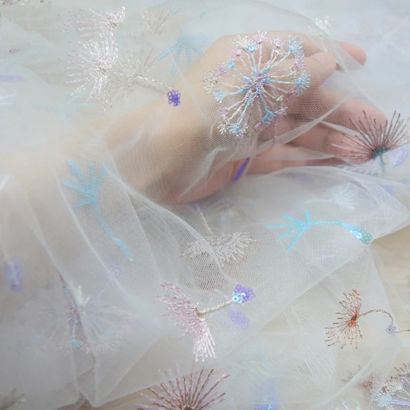 130 см X1Y кружевная вышивка блестящий Одуванчик блестки тюль мягкая ткань для