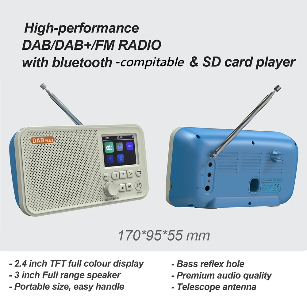 Desktop Alarm Clock DAB/DAB+ FM LCD Screen Digital Bluetooth-compatible Broadcasting Radio For TF Card MP3 Player European | Электроника