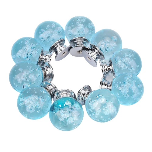 Мебельные ручки воды с голубыми пузырьками Хрустальная круглая ручка на шкаф