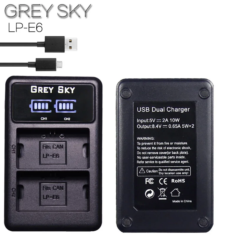 2шт 2650mAh LP E6 Батарея цифровой камеры для Canon EOS 5D Mark II 2 III 3 6D 7D 60D 60Da 70D 80D DSLR 5DS lp e6 L50 +
