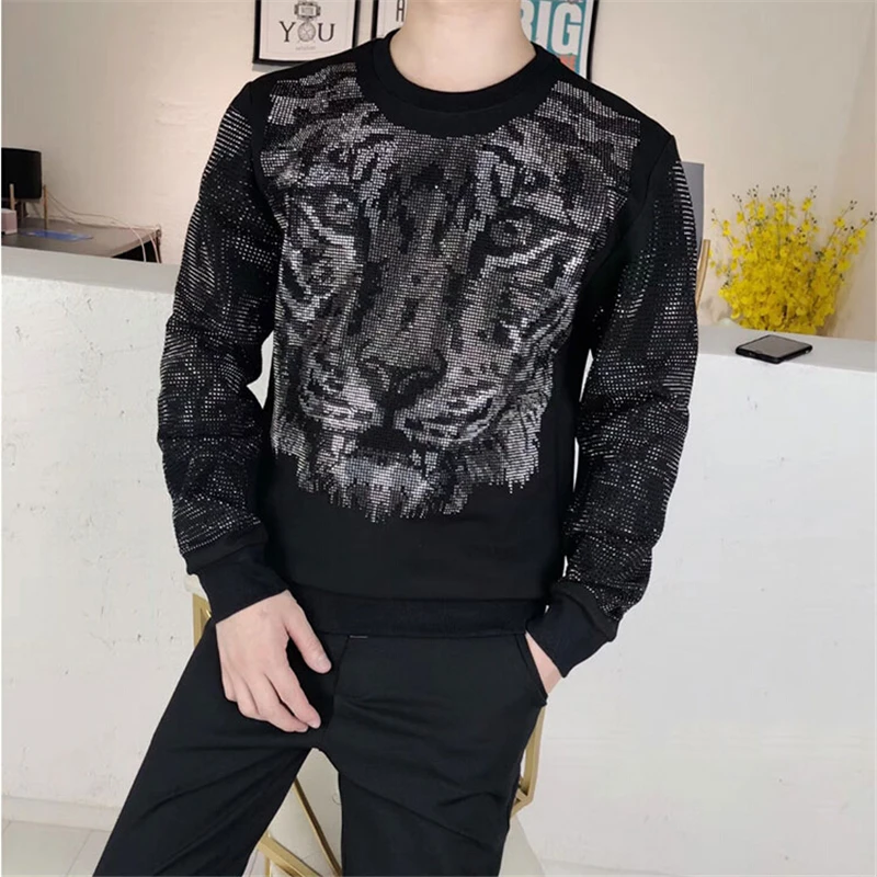 

Autumn and Winter New Men's and Women's top Brand Tiger Head Long Sleeve Bright Drill hoodies Topcoat Sweatshirts