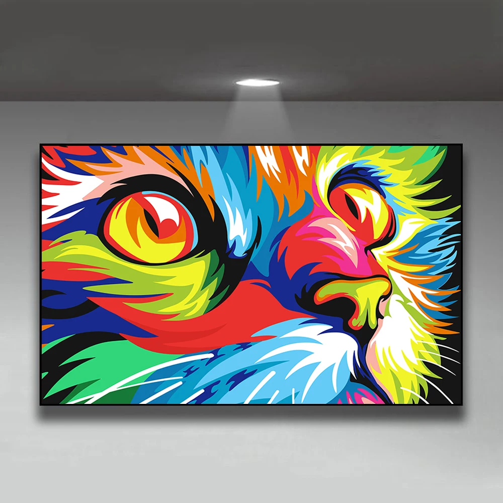 Абстрактная живопись Красочные животные Лев и собака картина для офиса гостиной