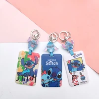 genuine disney new card holder lilo and stitch telescopic rope id card protective case ornaments child bus card holder xmas gift