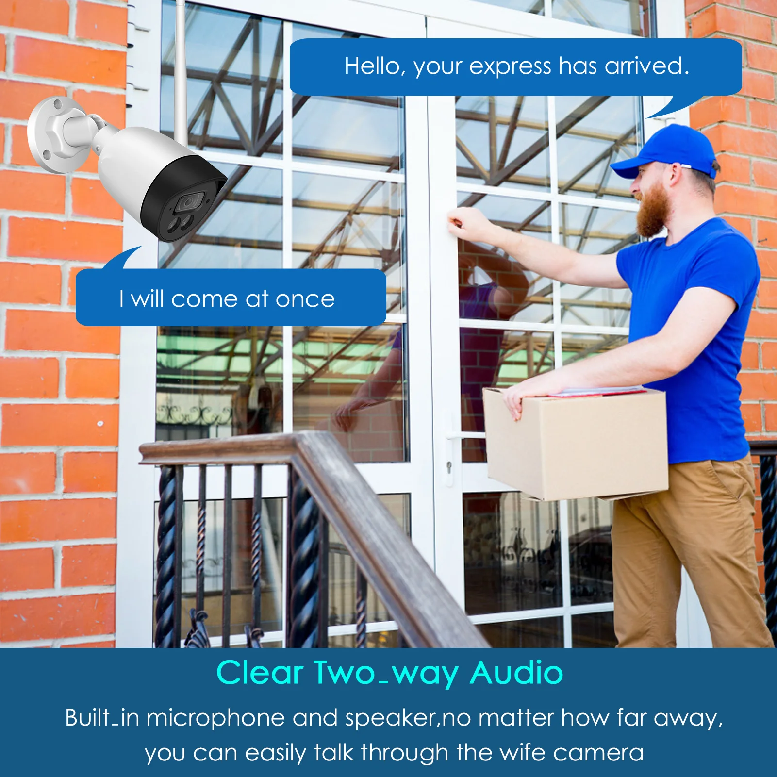 

Security Camera System, 8 Channel NVR+2pcs 3MP Wireless Bullet Camera+ 2pcs 3MP Wireless PTZ Camera with IP66 Waterproof