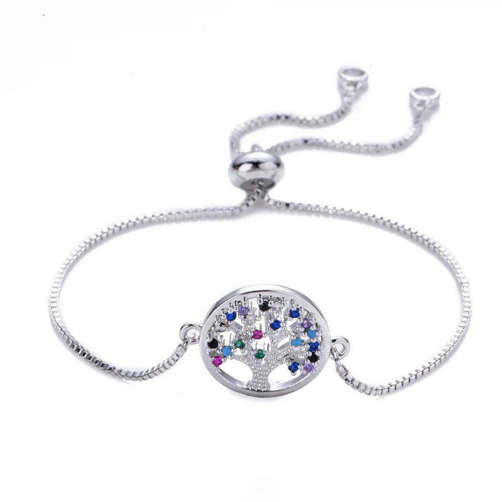 Мода 2020 радуга золото дерево жизни кулон браслет женский микро инкрустированный