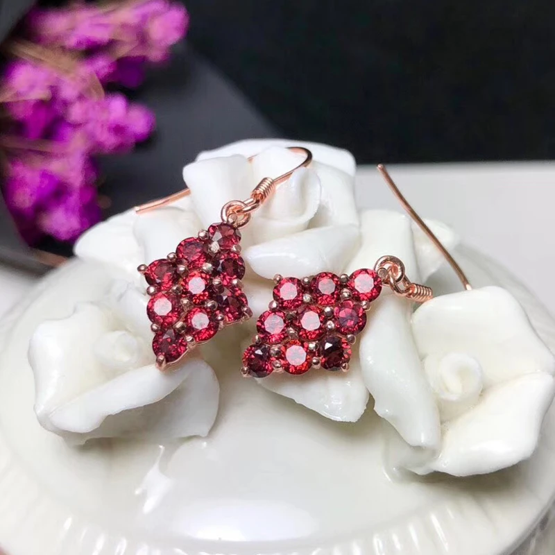 Ювелирные изделия colife натуральный гранат Висячие серьги для вечерние 18 шт. 925