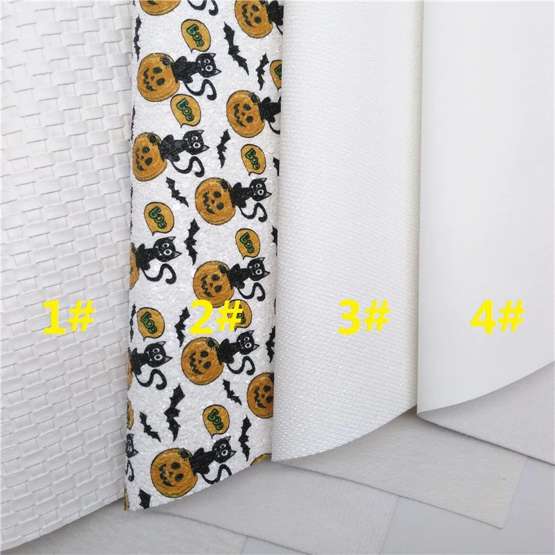 Белая блестящая кожа тыквы и кошки ткань тканый лист из искусственной ткани для