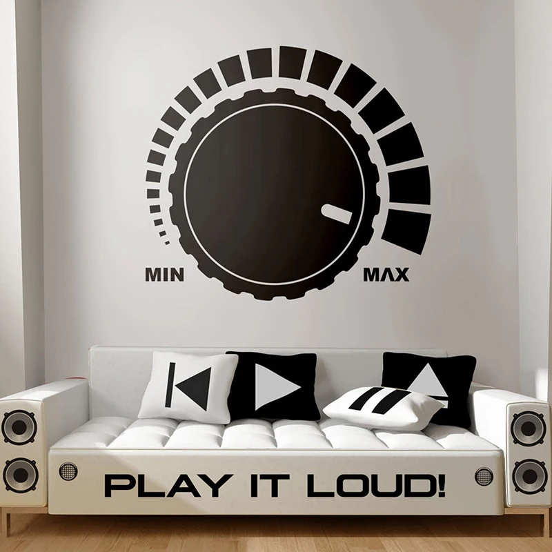 

Large Music Studio Loud Volume Knob Wall Sticker Bedroom Play Room Mixer Sliders Console Knobs Recording Audio Wave Wall Decal