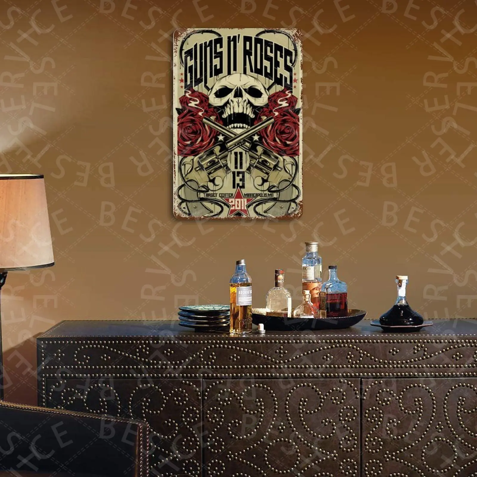 

Rose N Music Band Vintage Tin Sign Metal Plate Retro Poster Home Bar Cafe Club Iron Plaque Wall Gift