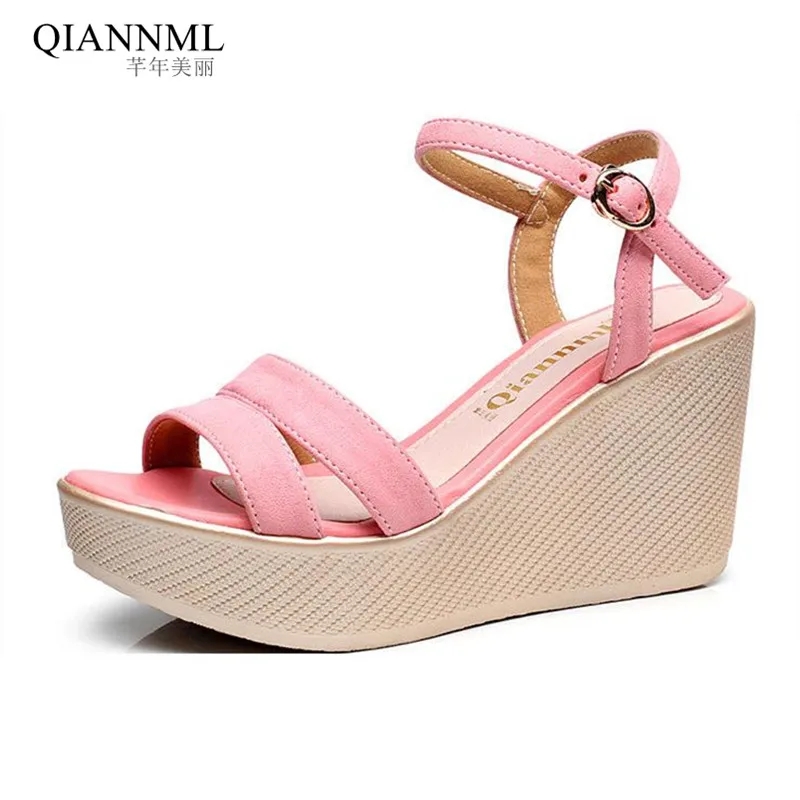 

Plus Size 33-43 Open Toe Platform Wedge Sandals Woman Shoes 2021 Summer Black Pink Sandals Ladies High Heels Beach Sandals