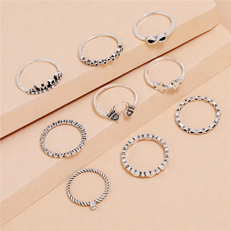 Набор женских колец LETAPI в стиле бохо винтажное ювелирное изделие под серебро