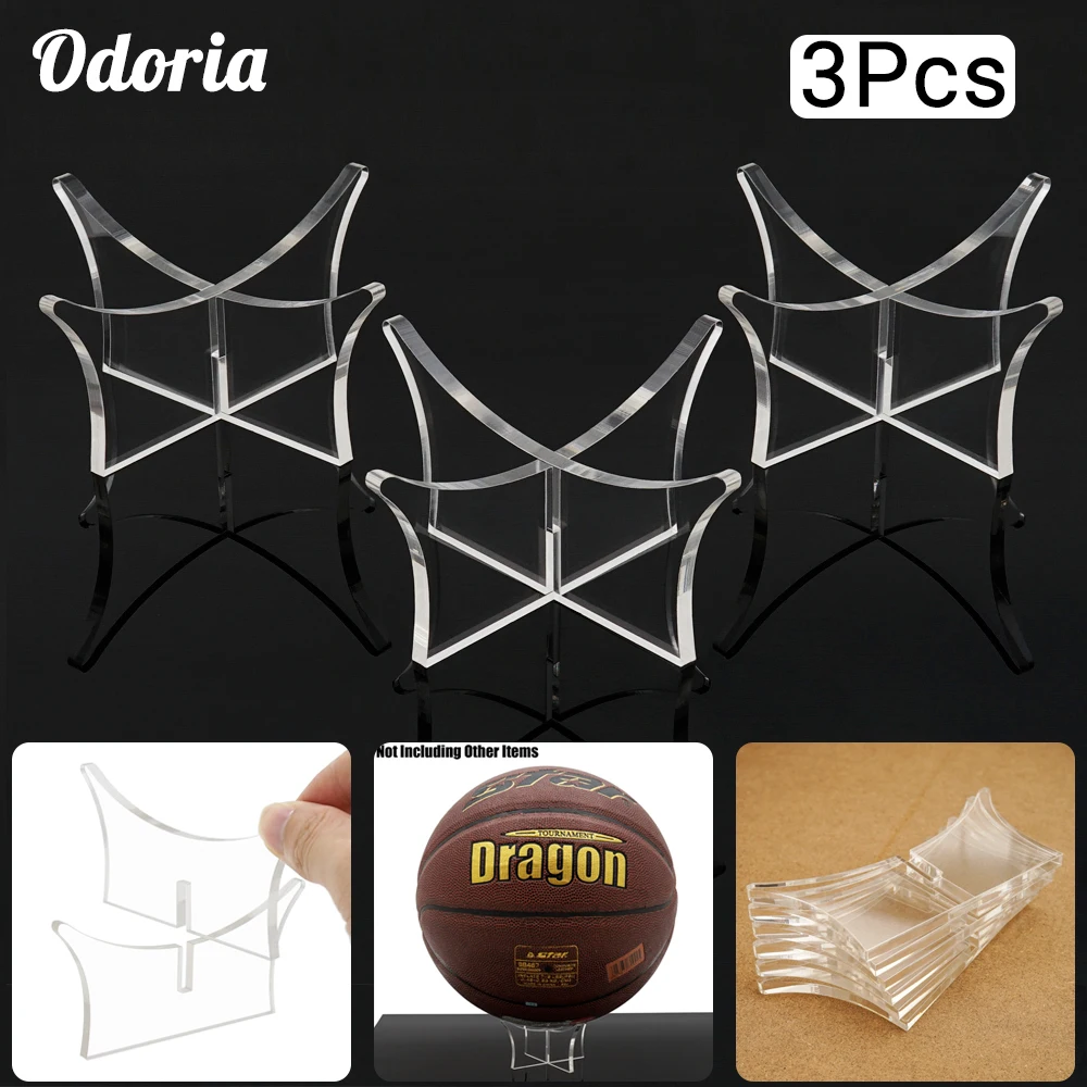 Прозрачная акриловая подставка для мячей Odoria 3 шт. держатель футбола баскетбола