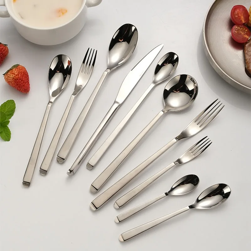 

2 3 4 10PCs Stainless Steel Tableware Set Knife Fork Spoon Chopsticks Flatware Set Cutlery Set Home Party Kitchen Accessories
