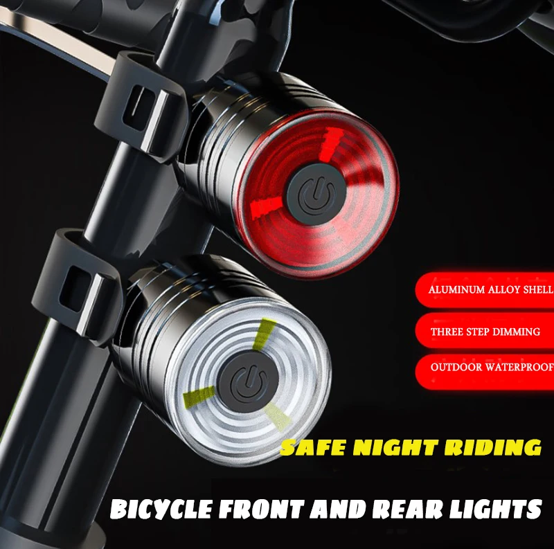 MTB Bike Light Bicycle Flashlight Taillight Warning Lamp Rechargeable Night Outdoor Cycling LED Lighting Accessories  Спорт