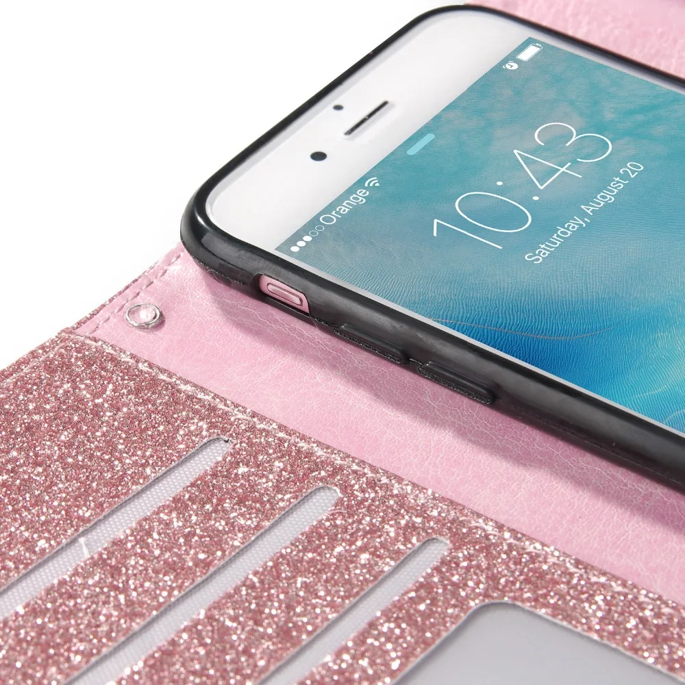 L-FADNUT Блестящий Роскошный чехол-портмоне для Apple IPhone X Xr Xs 11 Pro Max 6 6S 7 8 Plus 5 5S SE кожаный тонкий противоударный чехол для девочки