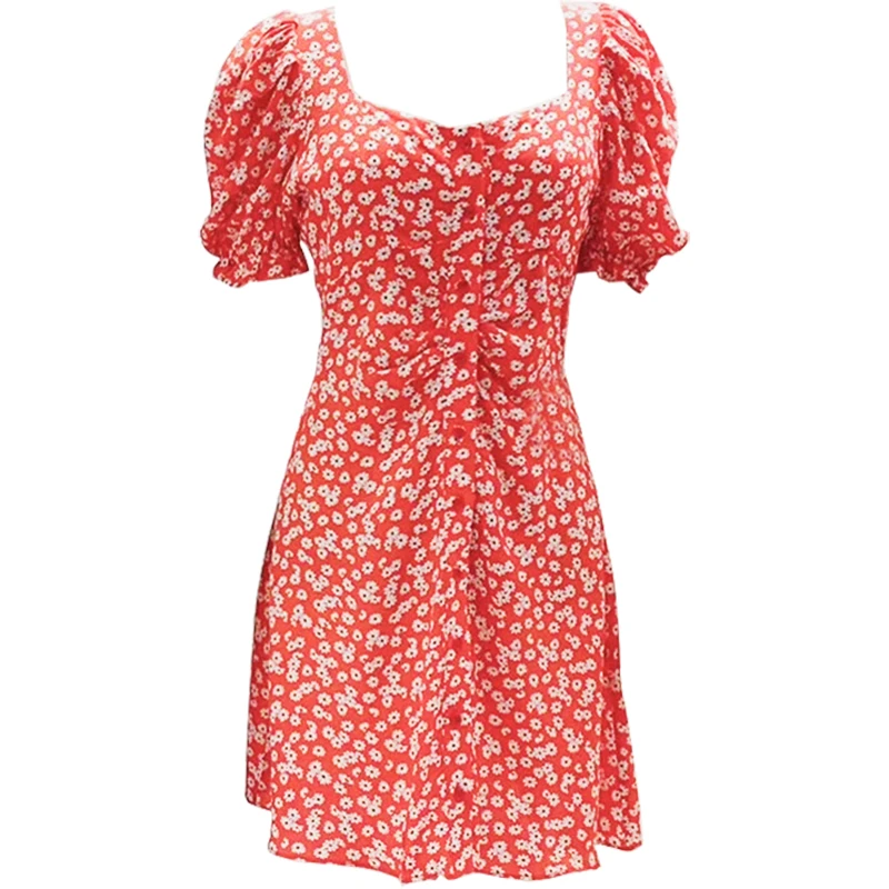 

2020 Summer New Retro French Niche Floral Dress for Women Gentle Temperament Small Size Slimming Fresh