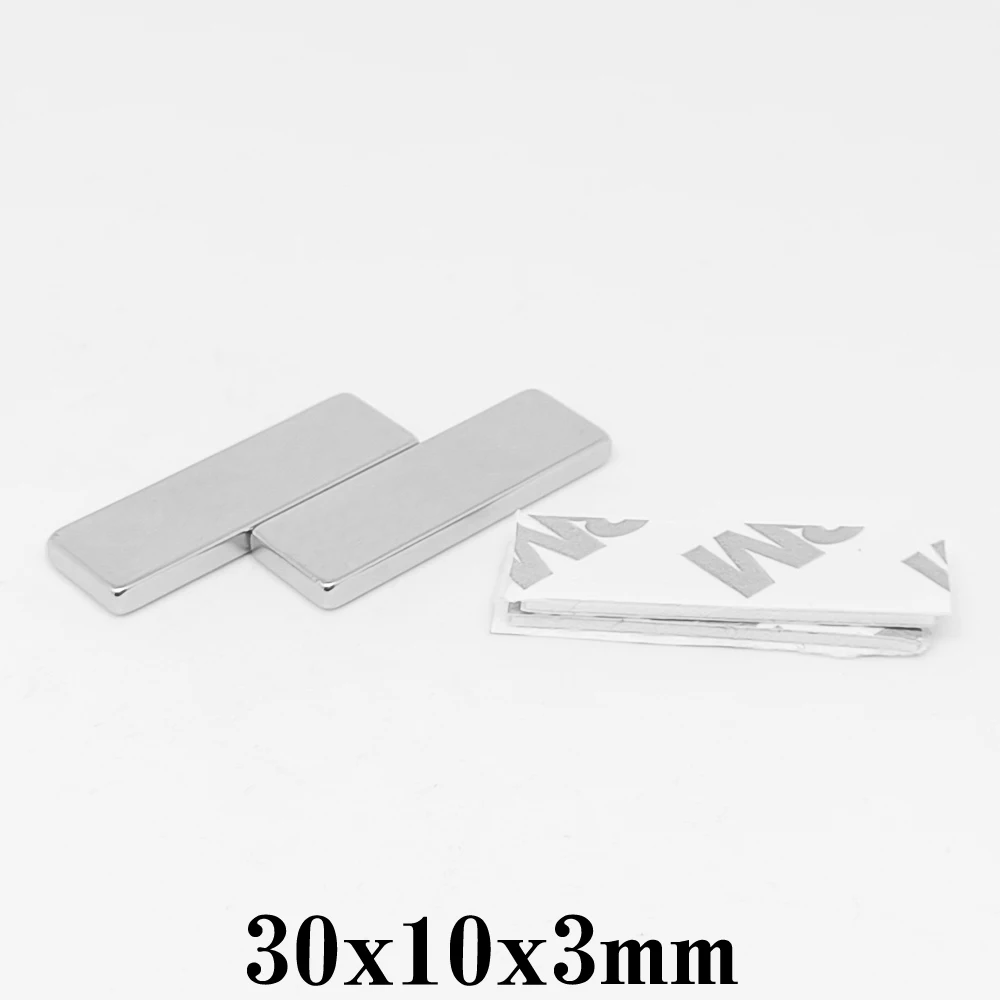 

2/5/10/20/30/50PCS 30x10x3mm Block Strong Powerful Magnet Two Side With 3M Tape 30*10*3 Sheet Permanent Neodymium Magnet 30x10x3
