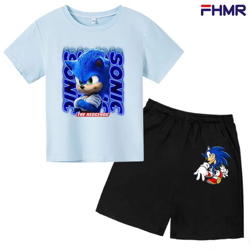 

Surprise Sonic Sets Baby Clothes Suit Children Fashion Boy Girls Cartoon TShirt Shorts 2Pcs/set Casual Clothing Kid Tracksuit