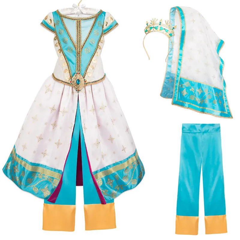 2019 Фильм Костюм Аладдина Принцесса Жасмин вышивка Косплей Женщины Девушки