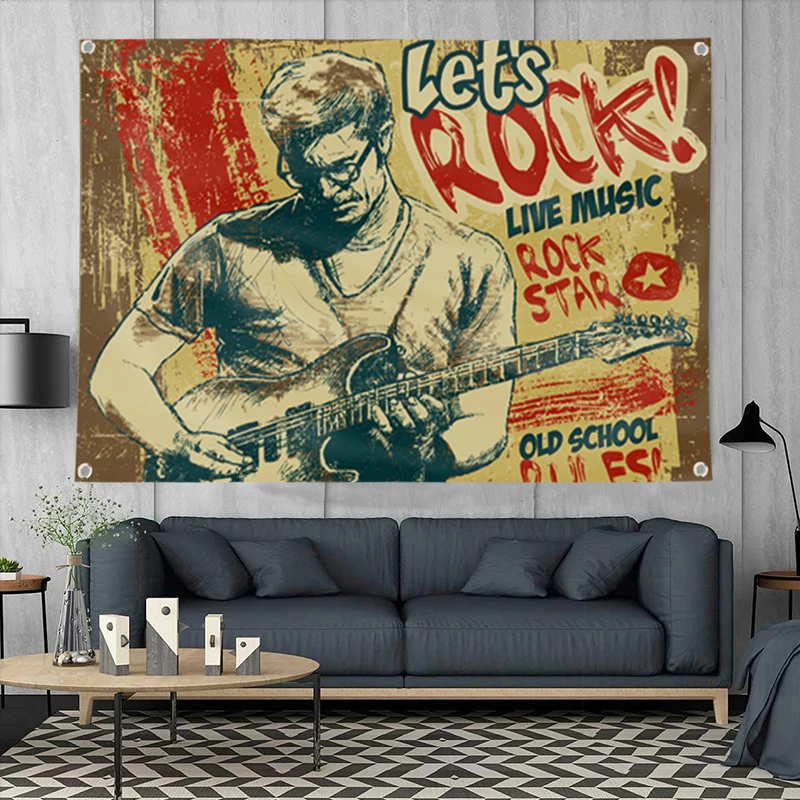 Флаг Let's Rock баннер музыкальная рок-группа украшение для дома подвесной флаг 4