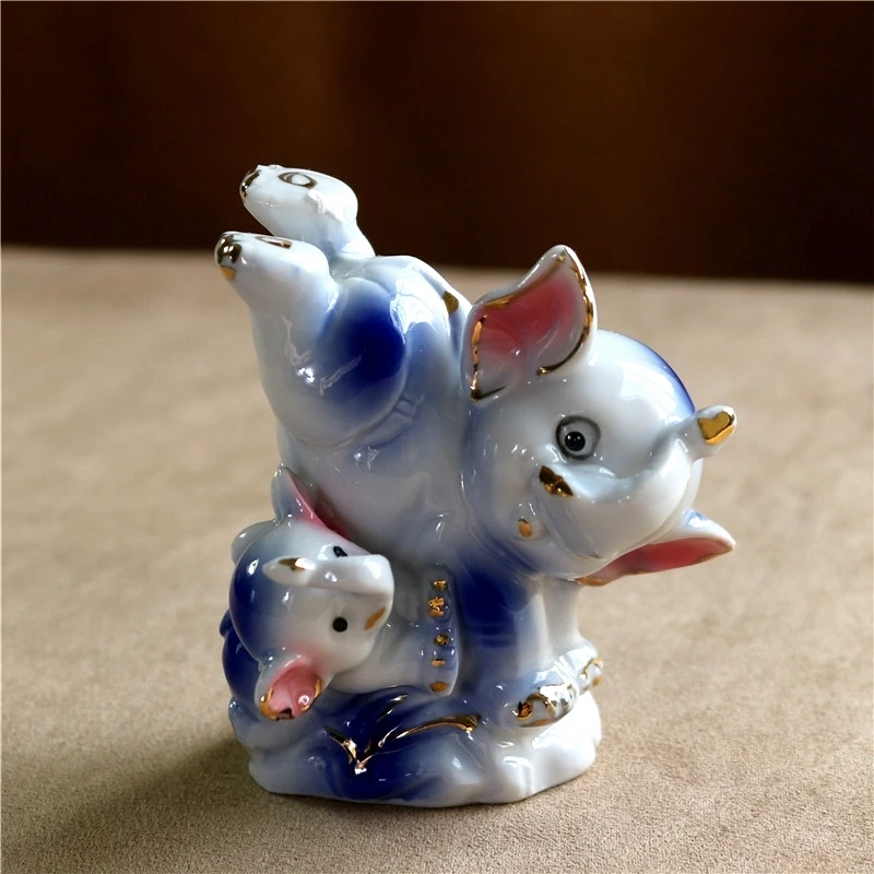 Забавная керамическая статуя папы слона фарфоровая детская фигурка подарок