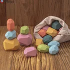 Строительный блок деревянная детская игрушка jenda, цветные камни, креативные Обучающие игрушки в скандинавском стиле, игра для укладки, Радужный камень, деревянная игрушка