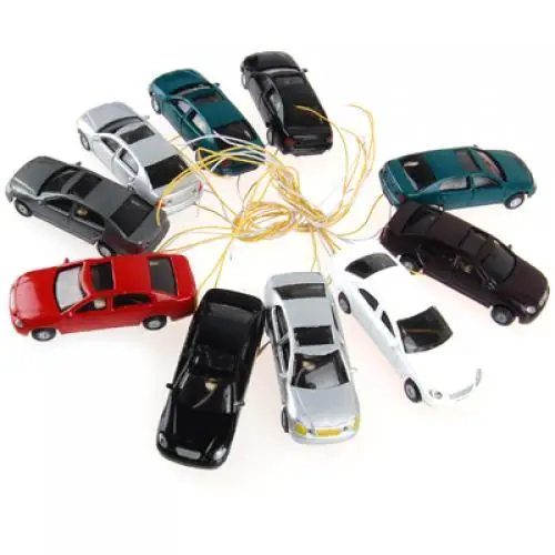 

60Pcs 1/100 HO Gauge Plastic Car With Lights Buildings Layout Accessory