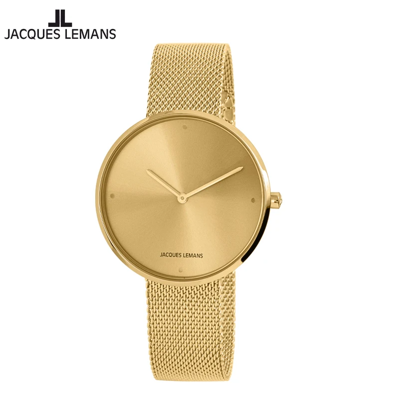 

Jacques Lemans Fashion Design Collection Lady Women Quartz Watch Gold Plated Mesh Band Water Resistance 1-2056