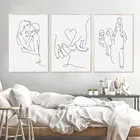 Семейный художественный постер Love Hand, рисование линий, абстрактный поцелуй, Минималистичная Настенная картина, рисунок на холсте, искусство