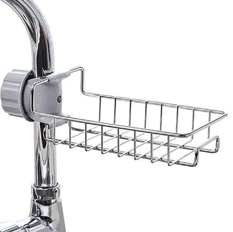 Adjustable Faucet Drainage Shelf Stainless Steel Kitchen Sundries Storage Rack For Bathroom Soap Rag And Sponge Organize Holder |