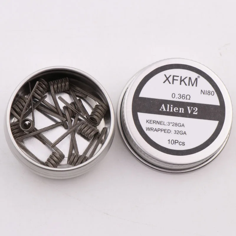 Новинка XFKM NI80 A1 SS316L 10 шт./лот готовая катушка ALIEN V2 проволочные катушки