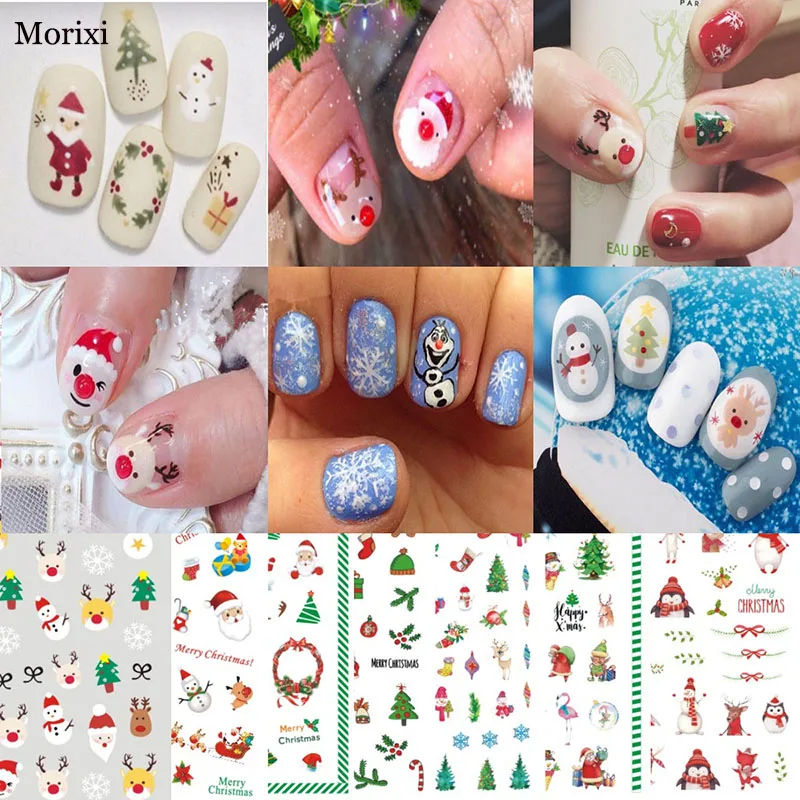 

Christmas nail art sticker Santa Claus snow tree gift penguin animals self glue foil nail art decal WG030