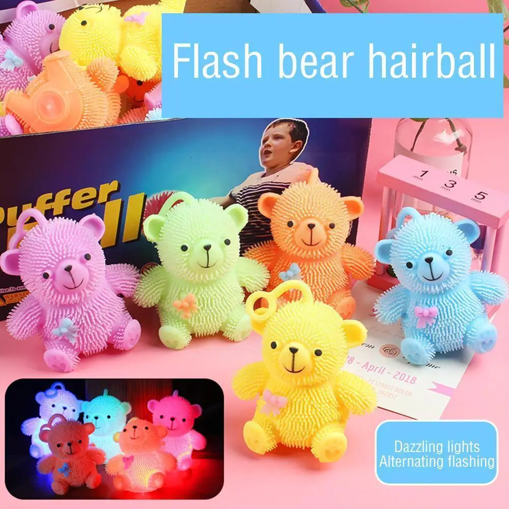 

1pc Soft Elastic Luminous Toy Large Cute Bear Teddy Led Flashing Pressure Vent Ball Relieve Color Squeeze Sensory Ball Toy U5o9